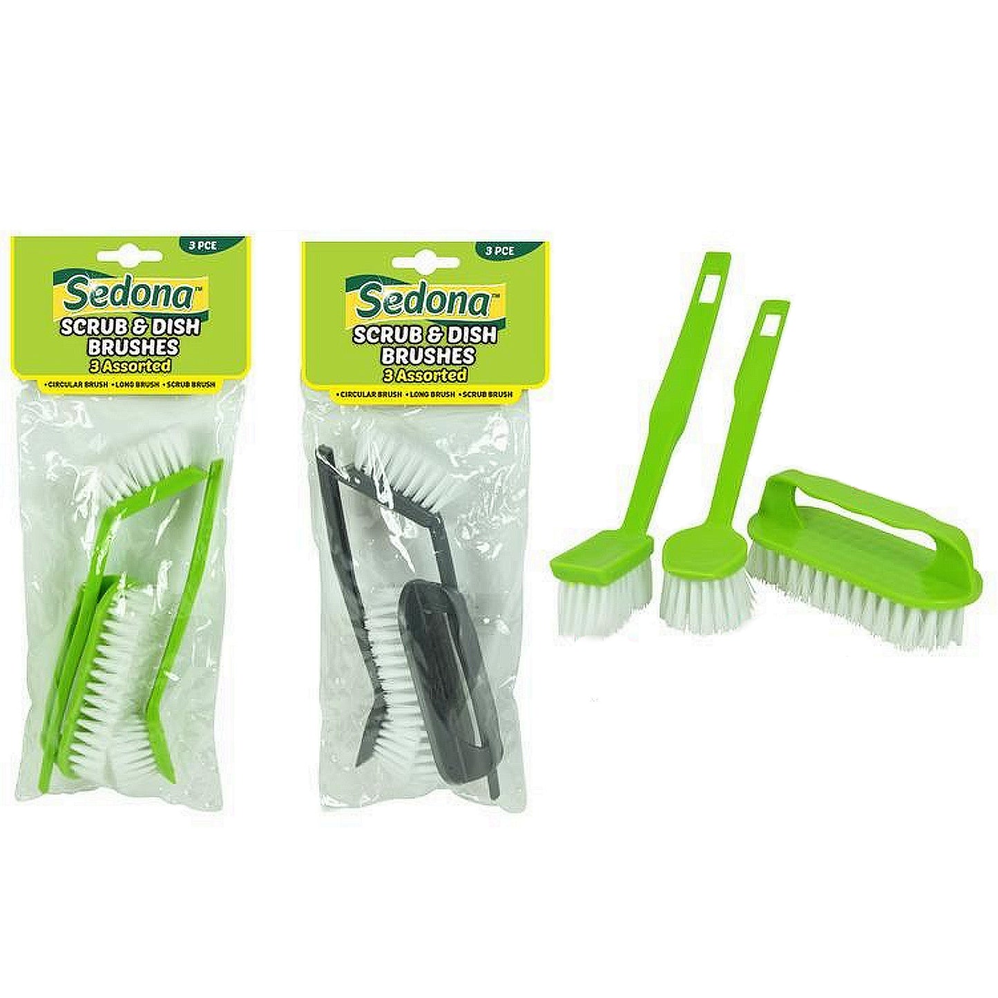 Scrub Brush Shoe Floor Carpet 1pc 3pcs Assorted Bulk Round Oblong Handle 6pk