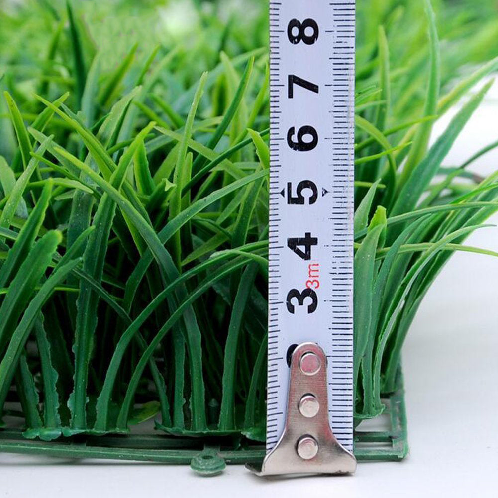 Rice Seedling Fake Grass Hedge Vertical Garden Green Wall Mat Artificial 60x40cm