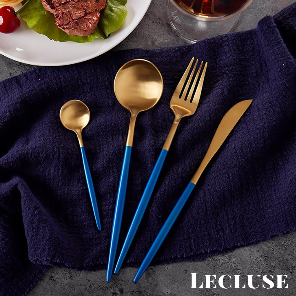 Lecluse Cutlery Set Stainless Steel Flatware Spoon Fork Knife Black Gold Silver