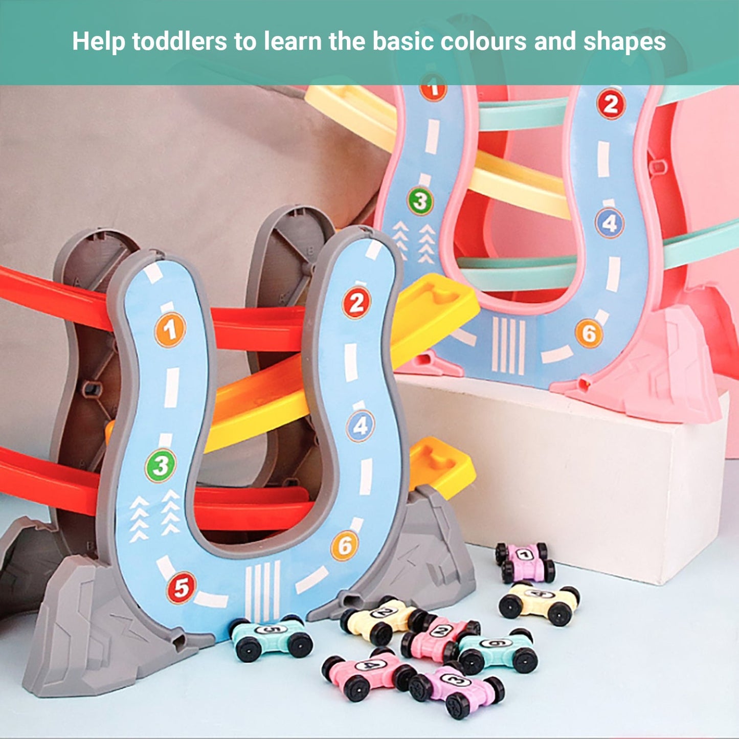 Truboo Kids Car Track Toy Gliding Playset Vehicle Race Rail Slider Boy Toddlers