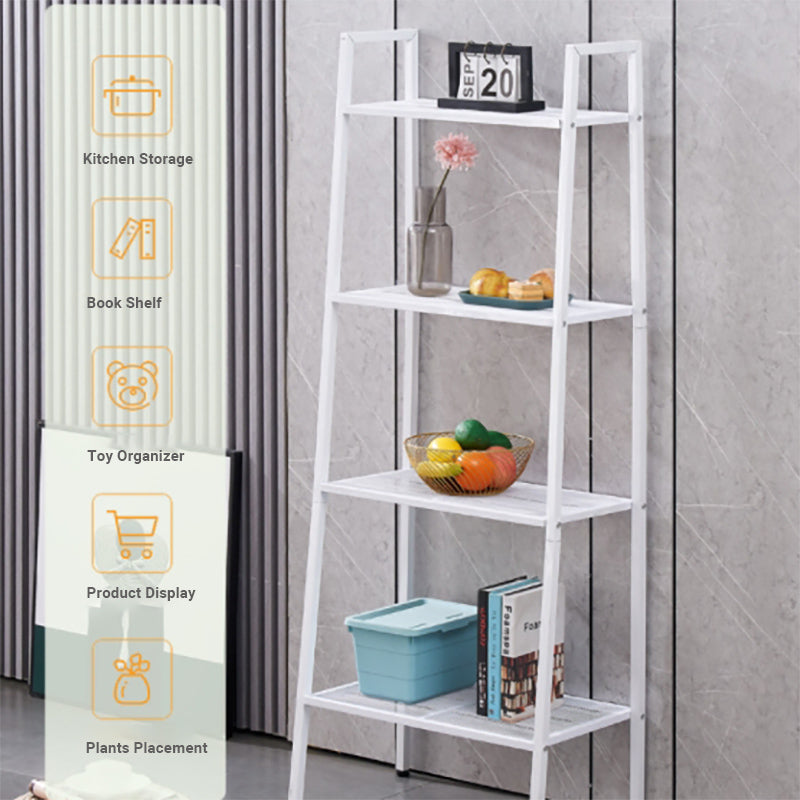 Lecluse 4-Tier Metal Ladder Shelf Mesh Bookcase Multifunctional Ladder-Shaped Pl