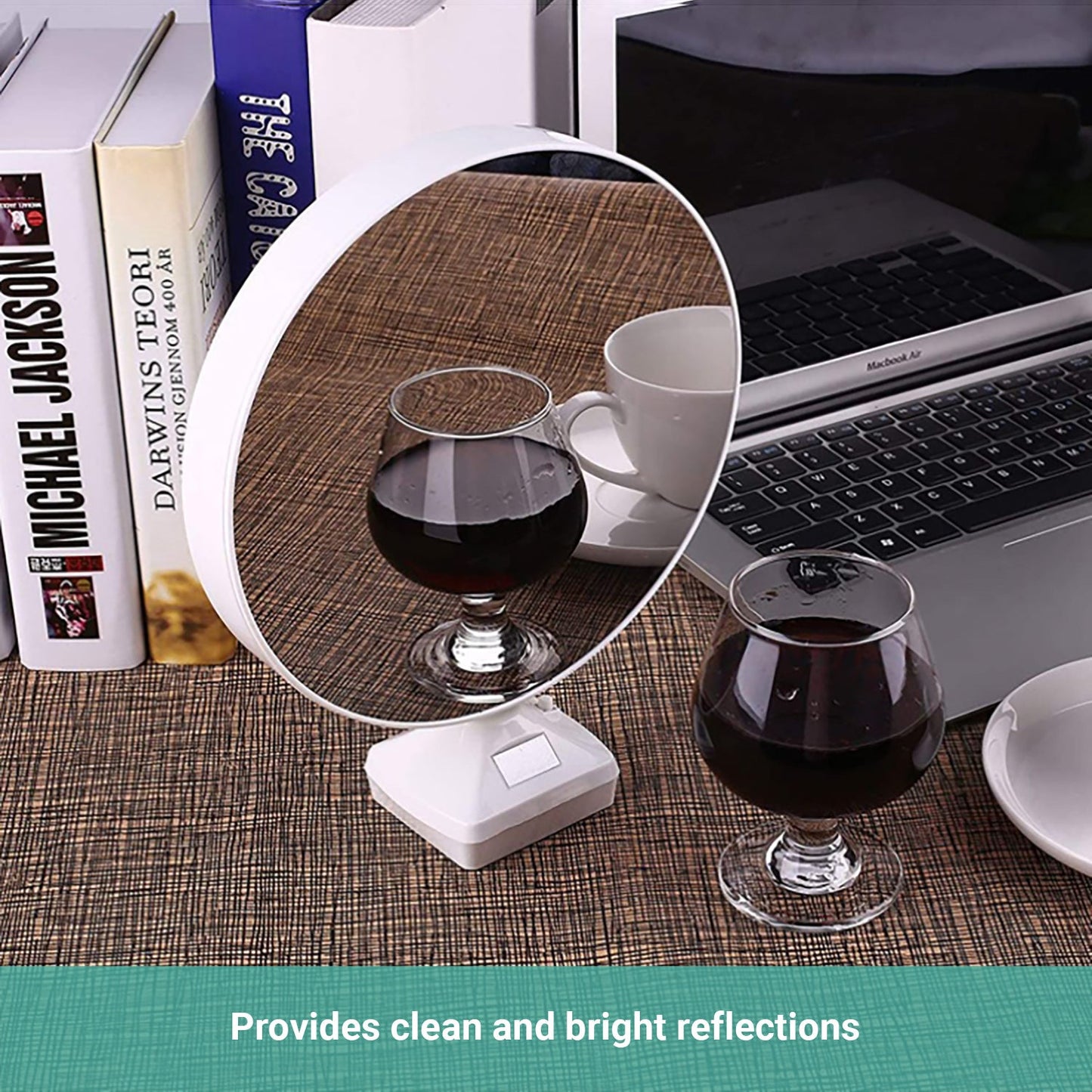 Lecluse LED Photo Frame Magic Mirror Round Makeup Light Home Decor Portable