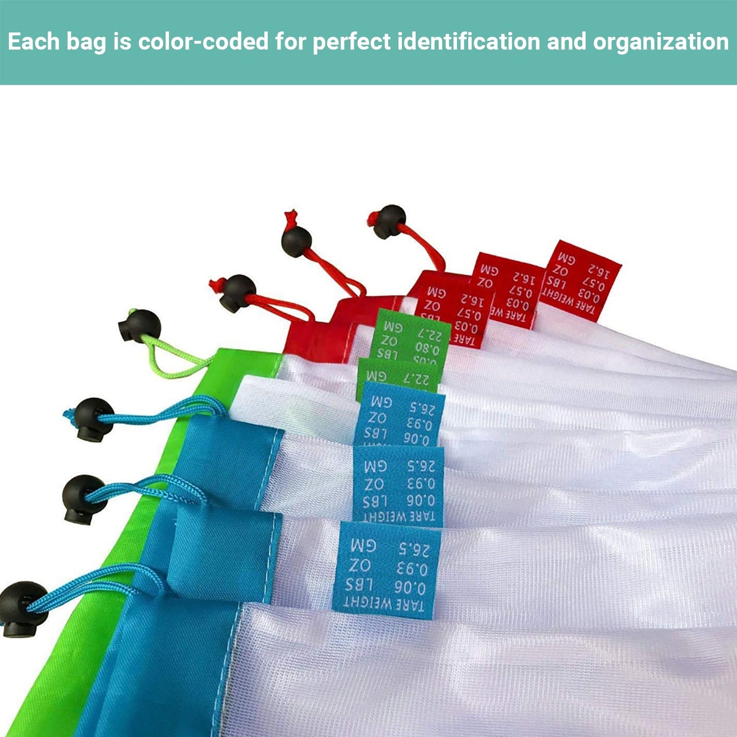 Lecluse 12Pcs Reusable Mesh Bags Produce Vegetable Fruit Toy Storage Pouch