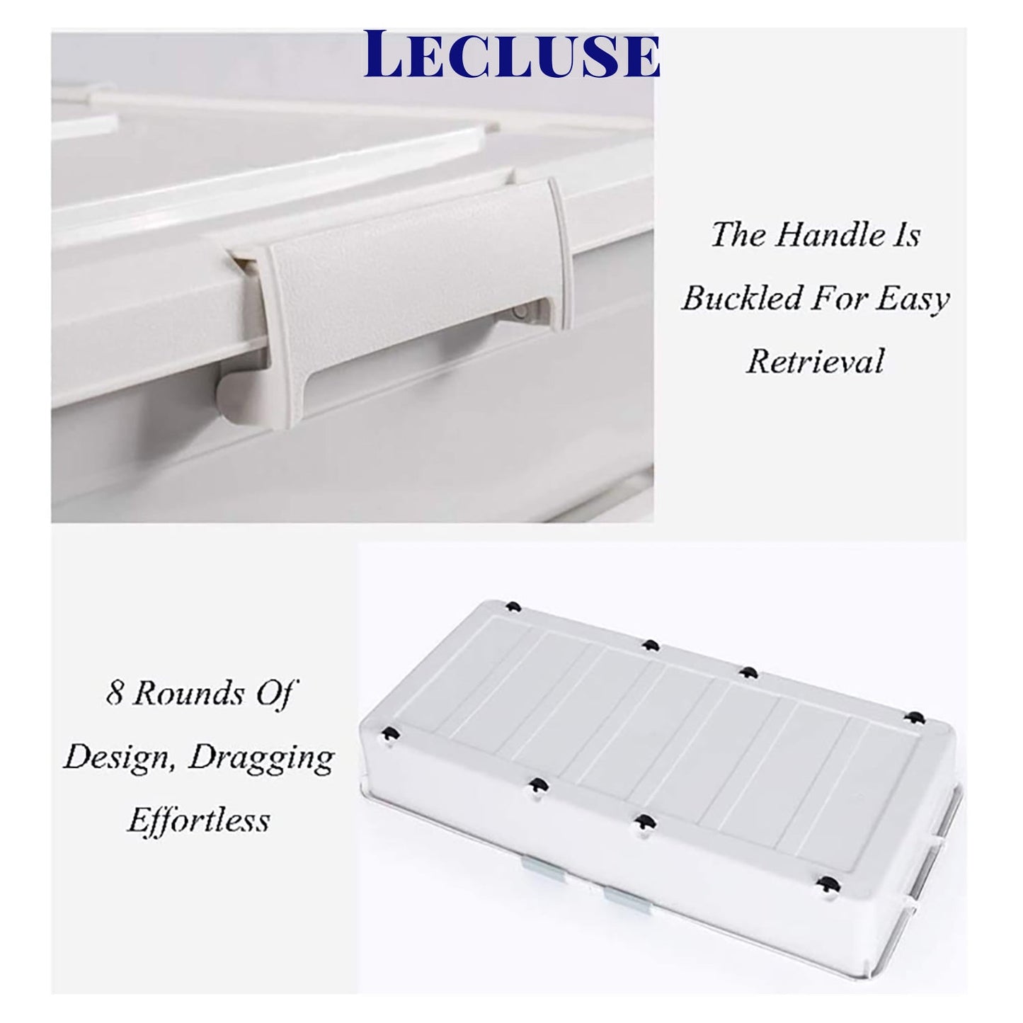Lecluse Bed Bottom Storage Box Under-Bed Case Container Organizer Pully Wheel PP