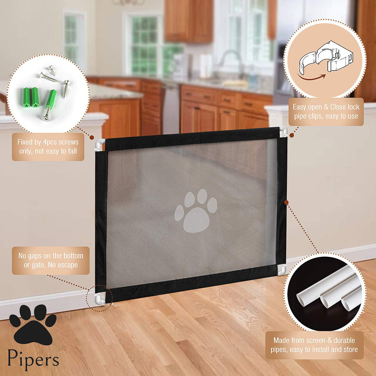 Pipers Pet Mesh Gate Dog Cat Enclosure Baby Guard Safety Barrier