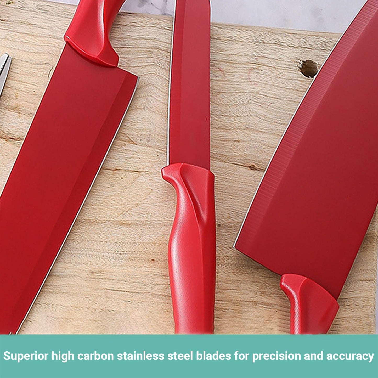 Lecluse Kitchen Knife Set Chef 5Pcs Block Cooking Cutting Peeler Scissors