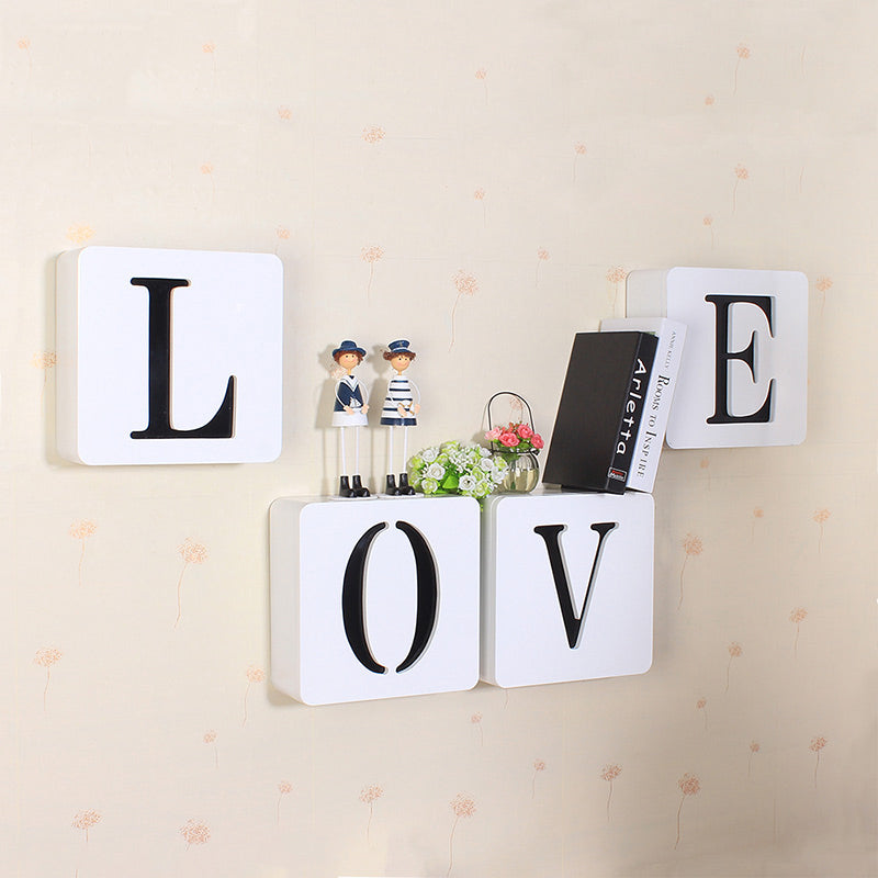 Square Wall Storage Shelf Unit Rack Door Shelves Floating Bookshelf Hooks Love