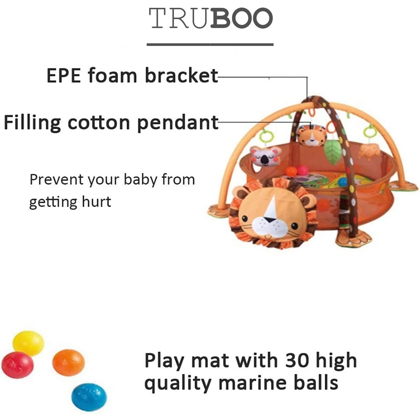 Truboo 3 in 1 Baby Activity Gym Infant Play Floor Mat Ball Pit Toys Fitness