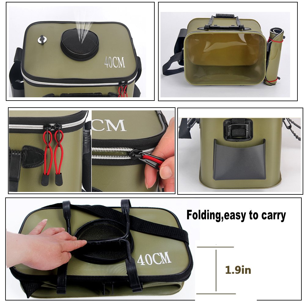 Crocox Fishing Boxes Bucket Tackle Storage Plastic Live Bait Folding Small Large