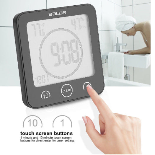 Lecluse Countdown Clock Shower Wall Clock Waterproof Digital Temperature Humidity Display With Suction Cup Touch Screen Timer For Kitchen Bathroom