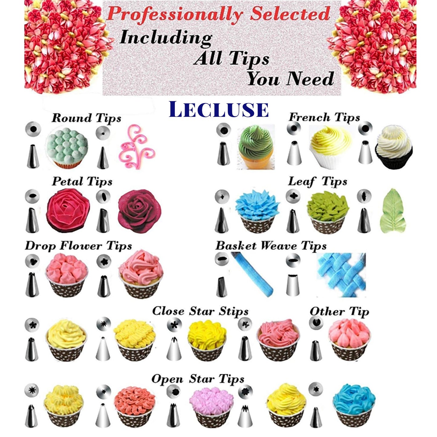 Lecluse Cake Decorating Tools Set Baking Turntable Rotating Stand 73/223Pcs