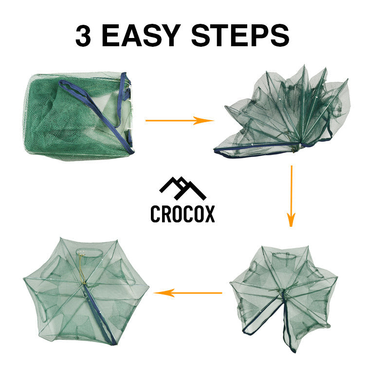 Crocox Fishing Net Cage Foldable Trap Shrimp Crab Minnow Yabbie Automatic Large