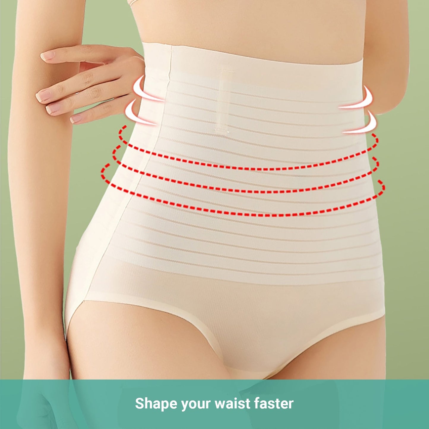 Meur Women High Waist Shapewear Stripe Briefs Shorts Body Slimmer Tummy Control