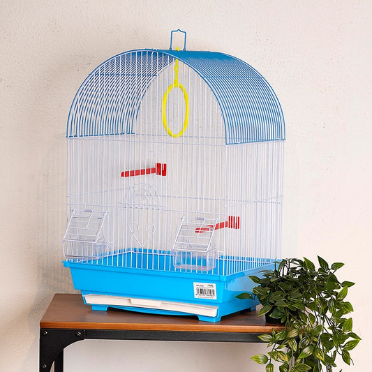 Bird Cage Small Medium Metal Frame Domed Roof White 29.5cm x 22.3cm x 38.5cm