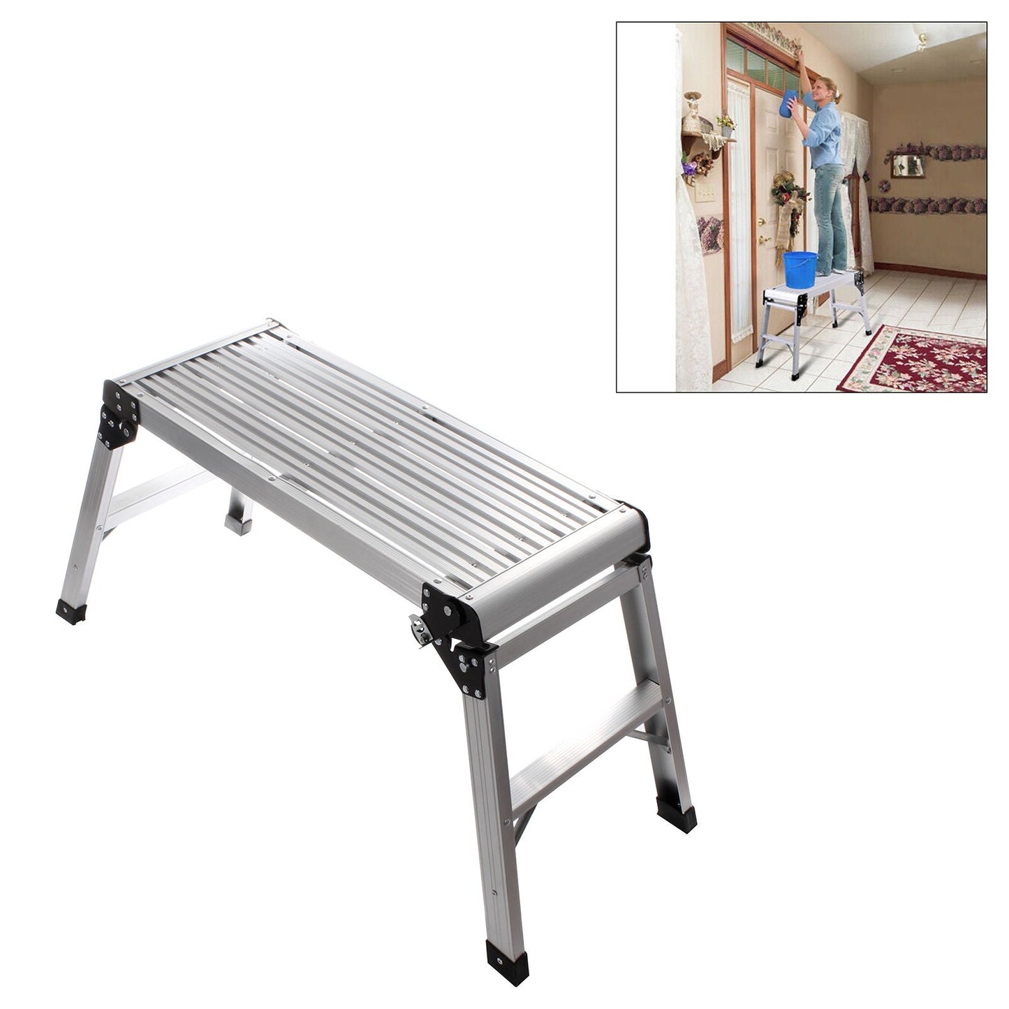 Ladder Work Platform Aluminium Bench Folding Elevated Step Metal Painting Car