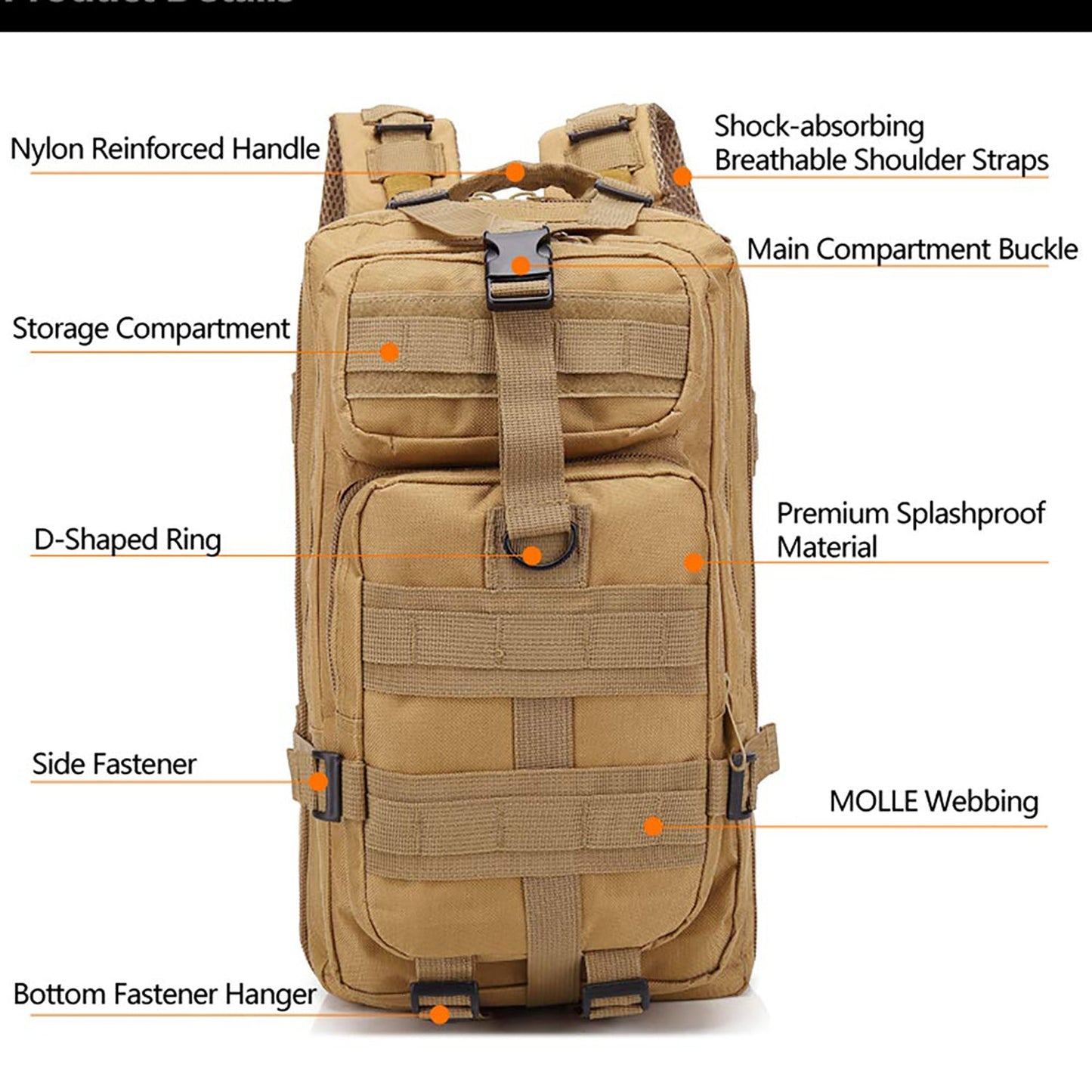Crocox Military Tactical Backpack Molle Bag Rucksack Canvas Army Pouches Hiking