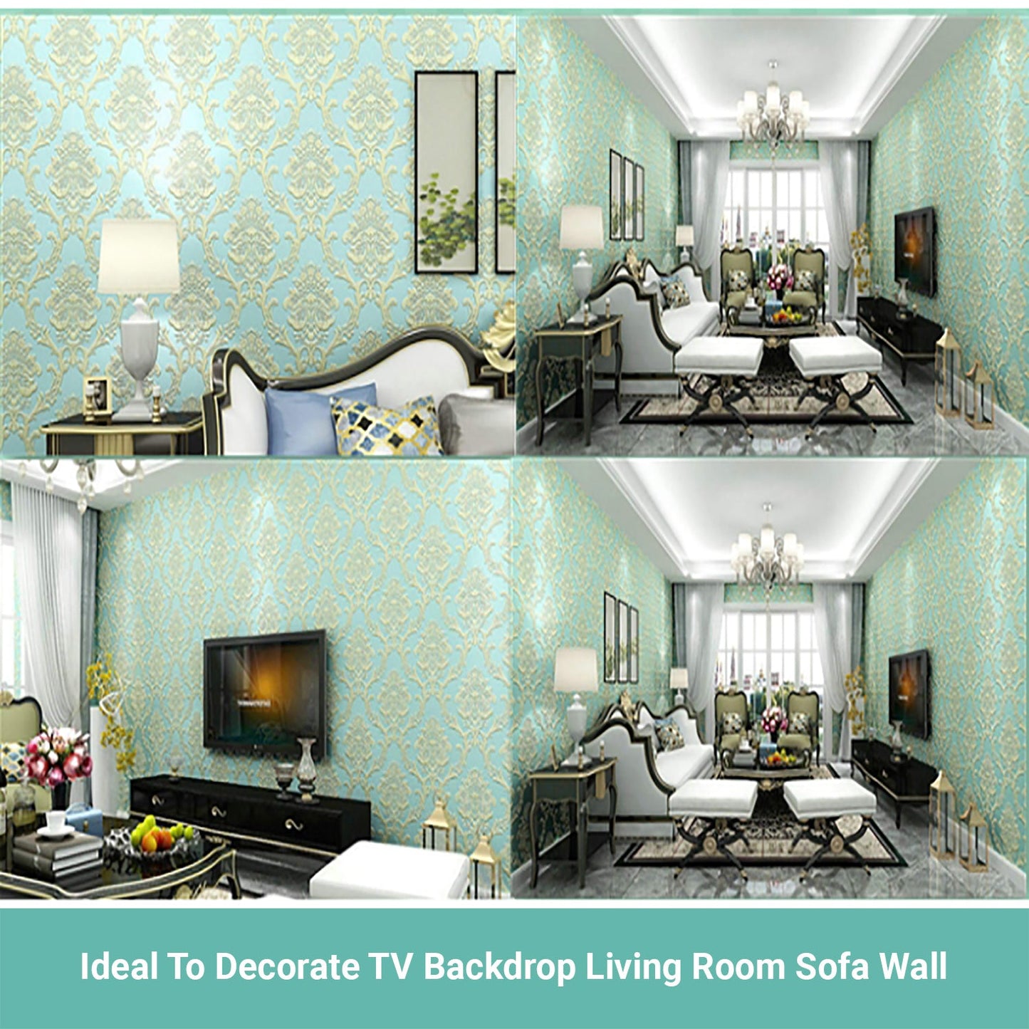 Wasel 3D Luxury Damask Wallpaper Nordic Embossed Texture Paper Roll Bedroom Stic