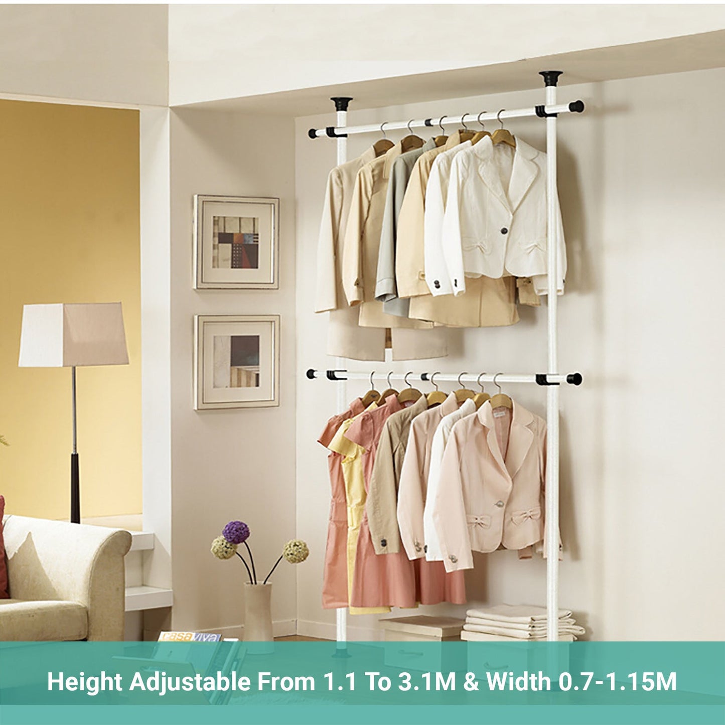 Wasel Standing Clothes Hanger Collapsible Indoor Laundry Dryer Rack Garment Pole