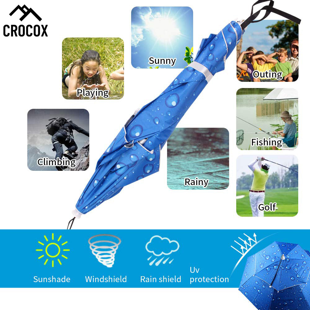 Crocox Fishing Umbrella Hat Folding Outdoor Golf Camping Headwear UV Mens Wide