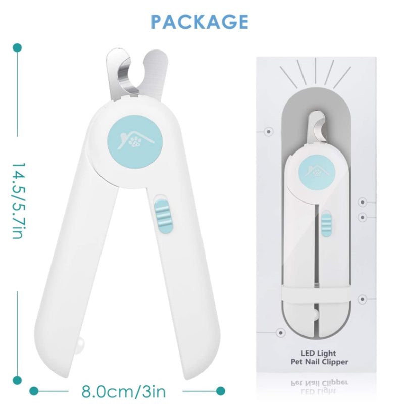 Pipers Cat Dog Nail Clippers Trimmer Pet LED Light File Razor Sharp Blade Cover