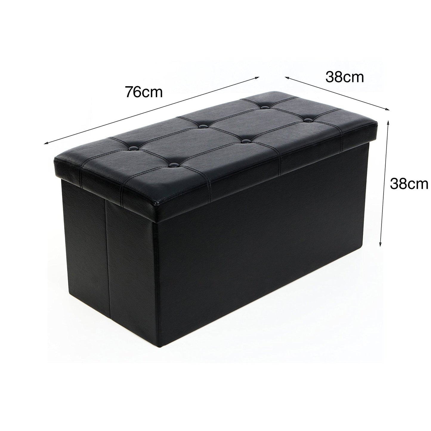 Folding Ottoman Storage Blanket Box Footstool Stool Cube Pouf Faux Leather Linen