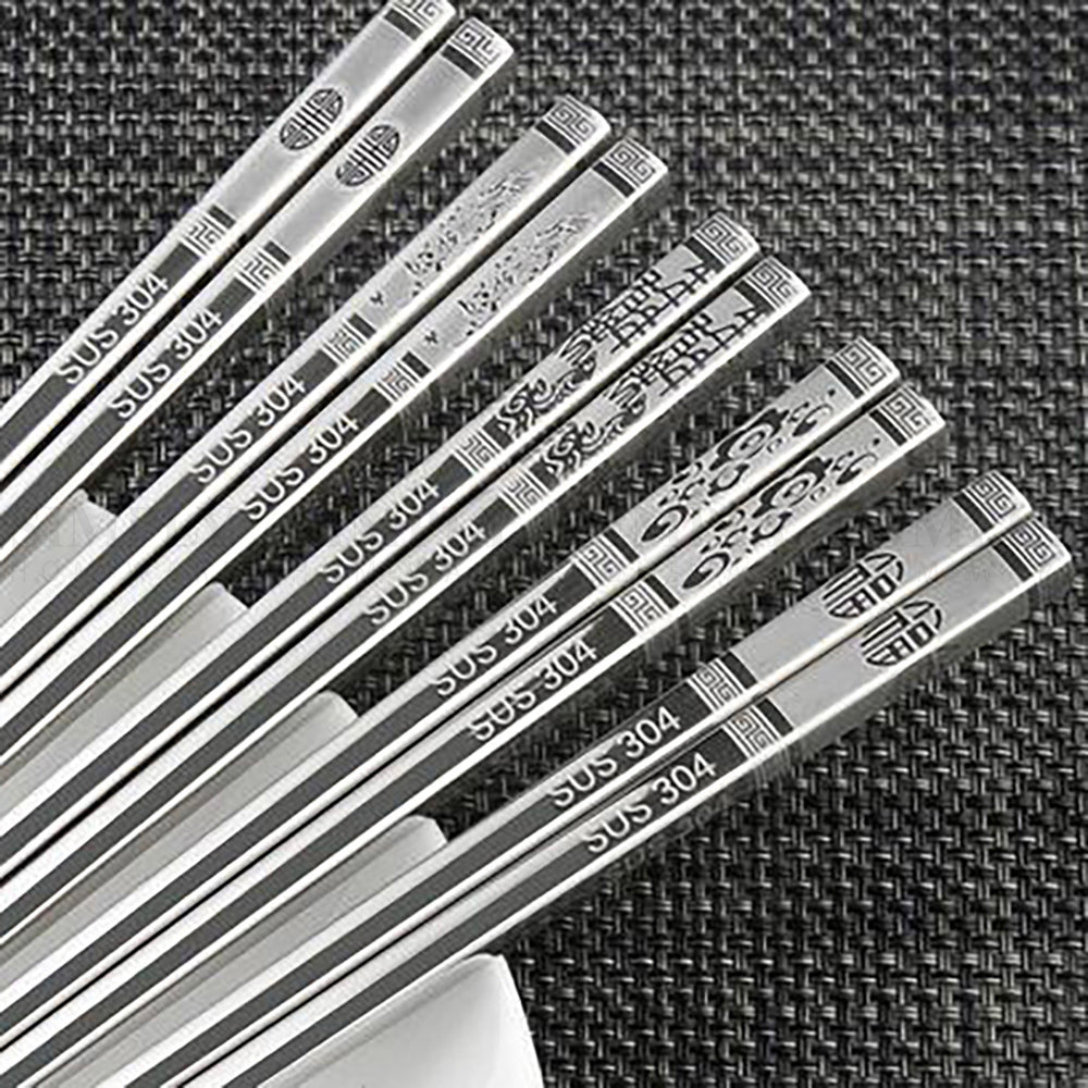 Stainless Steel Chopsticks 304 Set Bulk Silver Metal Korean Asian Japanese Gift - Simply Homeware