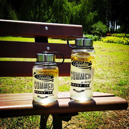 Glass Water Bottle 1L 1000ml BPA Free Sports Tea Crystal Juice Drinking Bottles - Simply Homeware