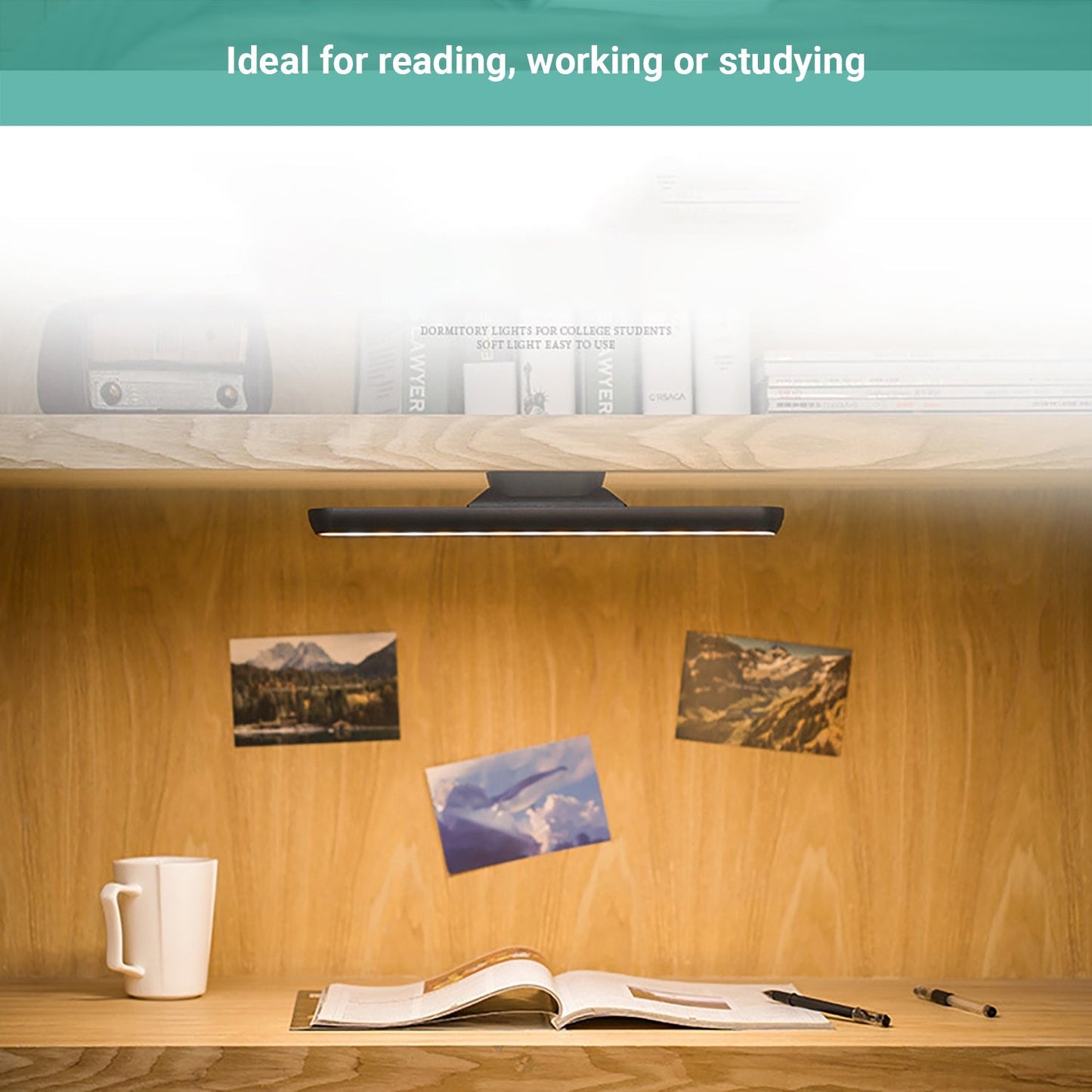 Lecluse LED Desk Lamp USB Rechargeable Learning Light Eye Protection Cabinet