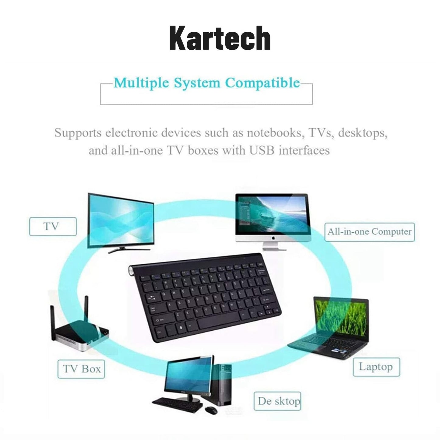 Kartech Wireless Keyboard Portable USB Mini Slim Ultra-Thin for PC Laptop