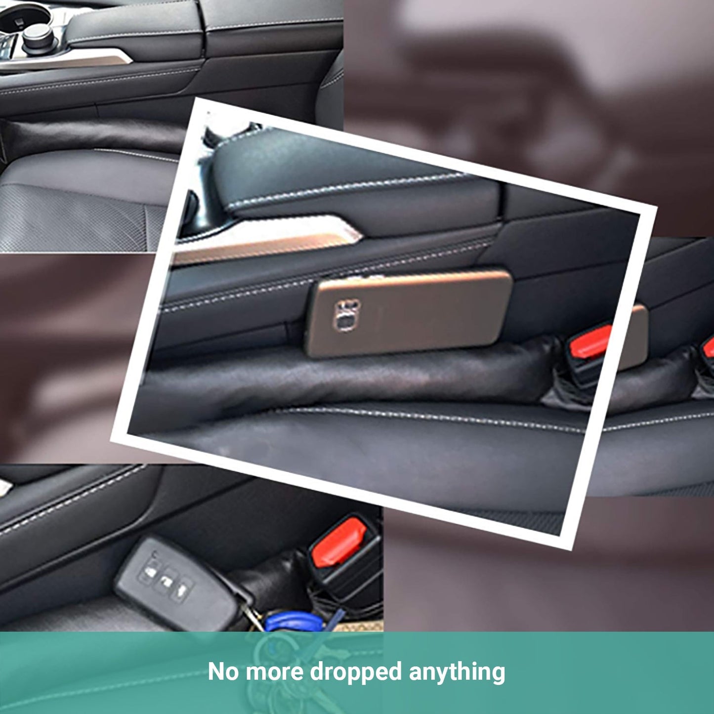 2x Kartech Car Seat Gap Filler Leakproof Blocker PU Leather Spacer Protector