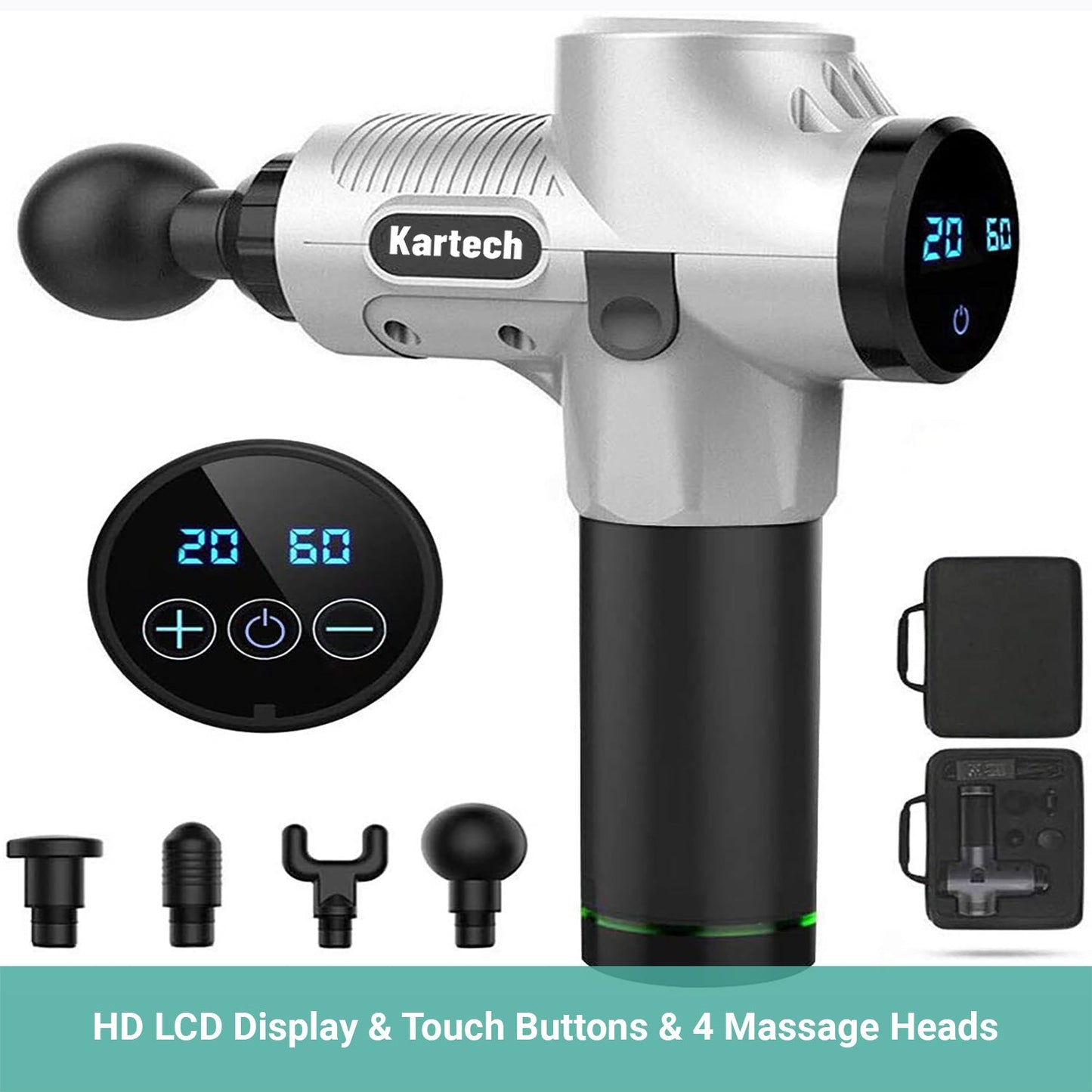 Kartech 6 Heads Massage Facia Gun Deep Tissue LCD Vibration Muscle Therapy