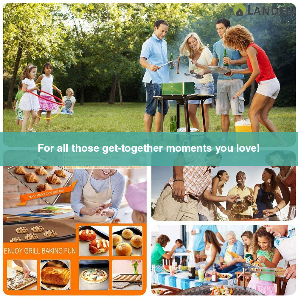 Landen BBQ Mesh Grill Mat Non-Stick Liner Cooking Barbecue Sheet Wire Baking Pad