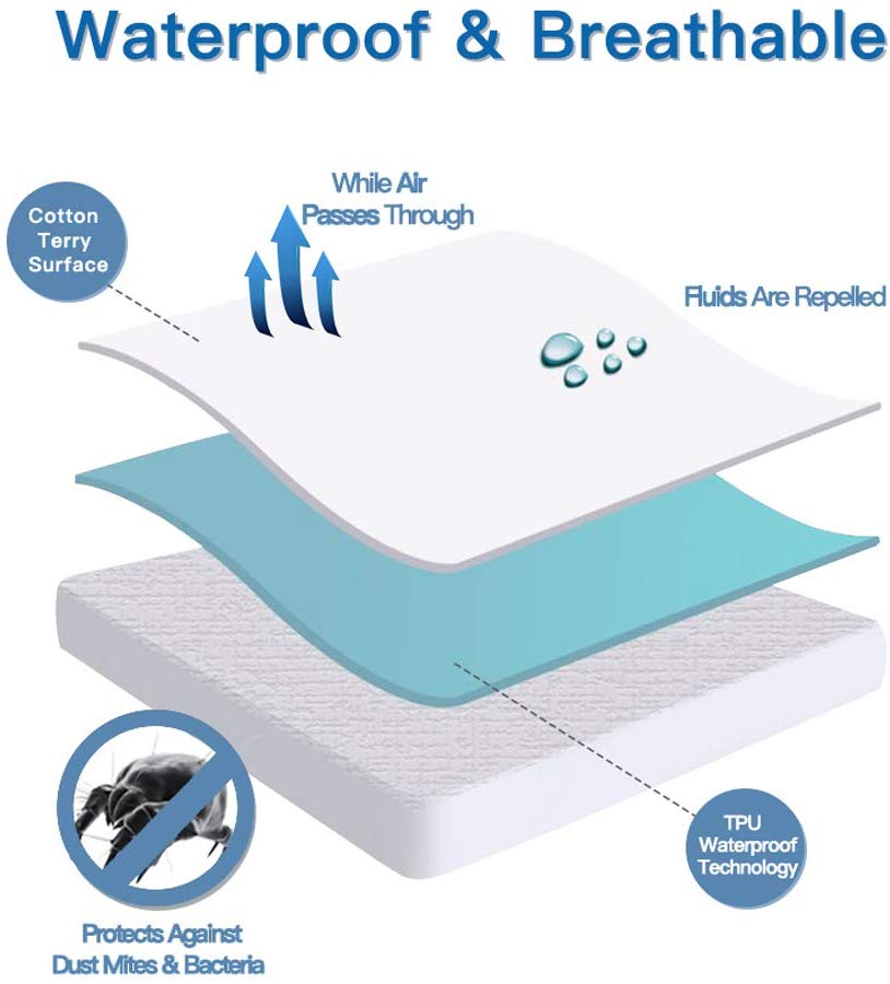 Lecluse Waterproof Bed Sheets Mattress Protector Pillow Cover Single Queen King
