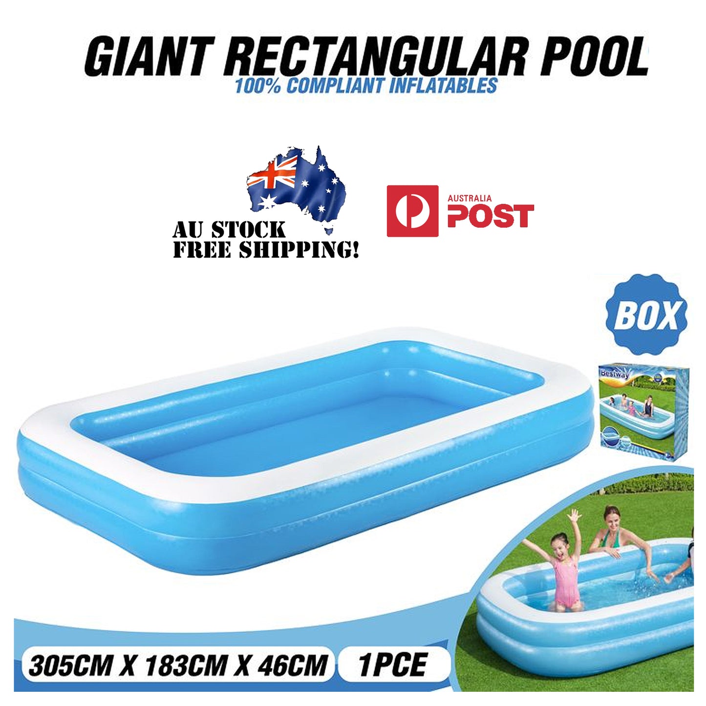 Summer Giant Inflatable Swimming Pool Family Children Bestway Large 270x198x51cm