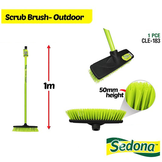 Brush Broom Indoor Outdoor Long Handle Kitchen Bathroom 125cm Angle 75mm Bristle