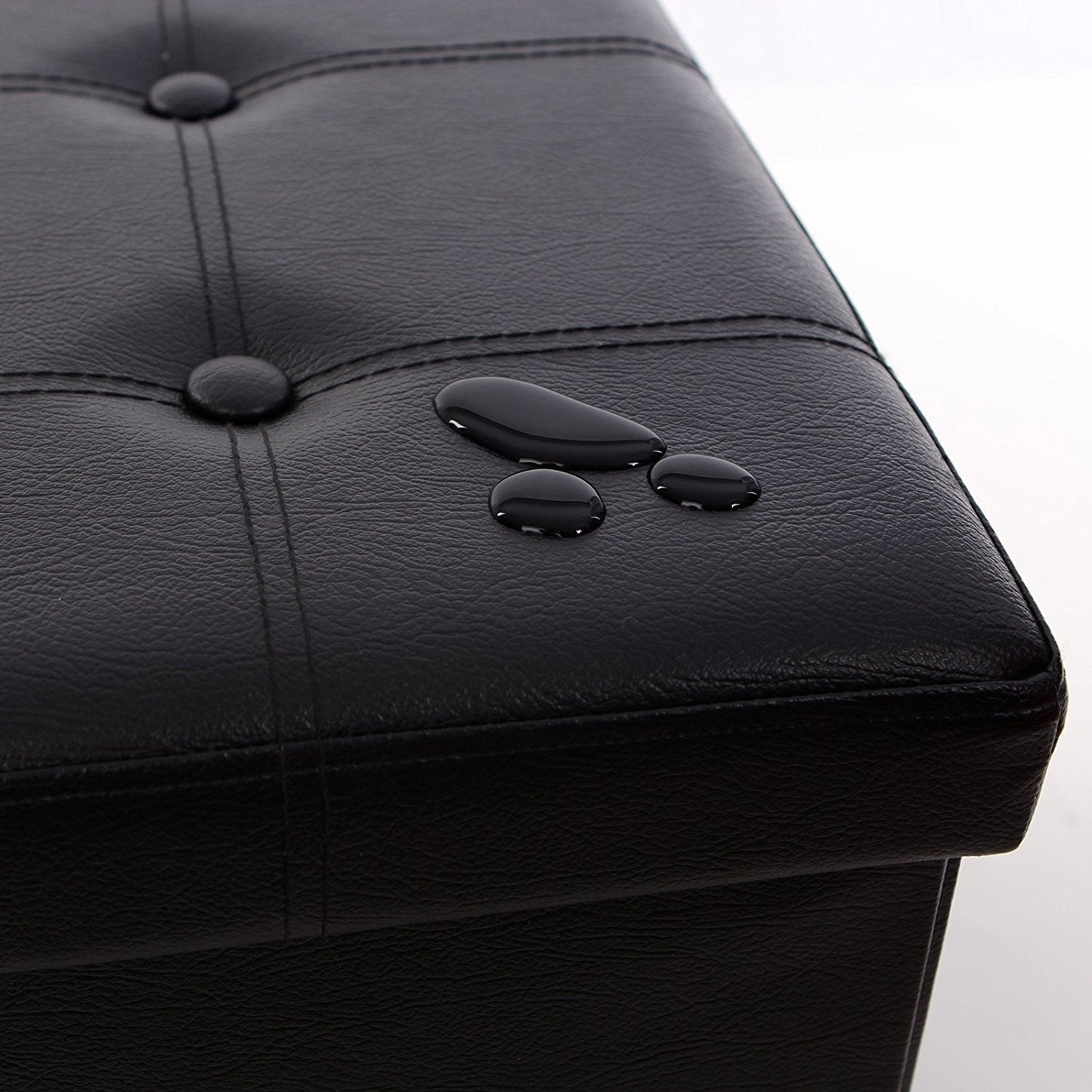 Folding Ottoman Storage Blanket Box Footstool Stool Cube Pouf Faux Leather Linen
