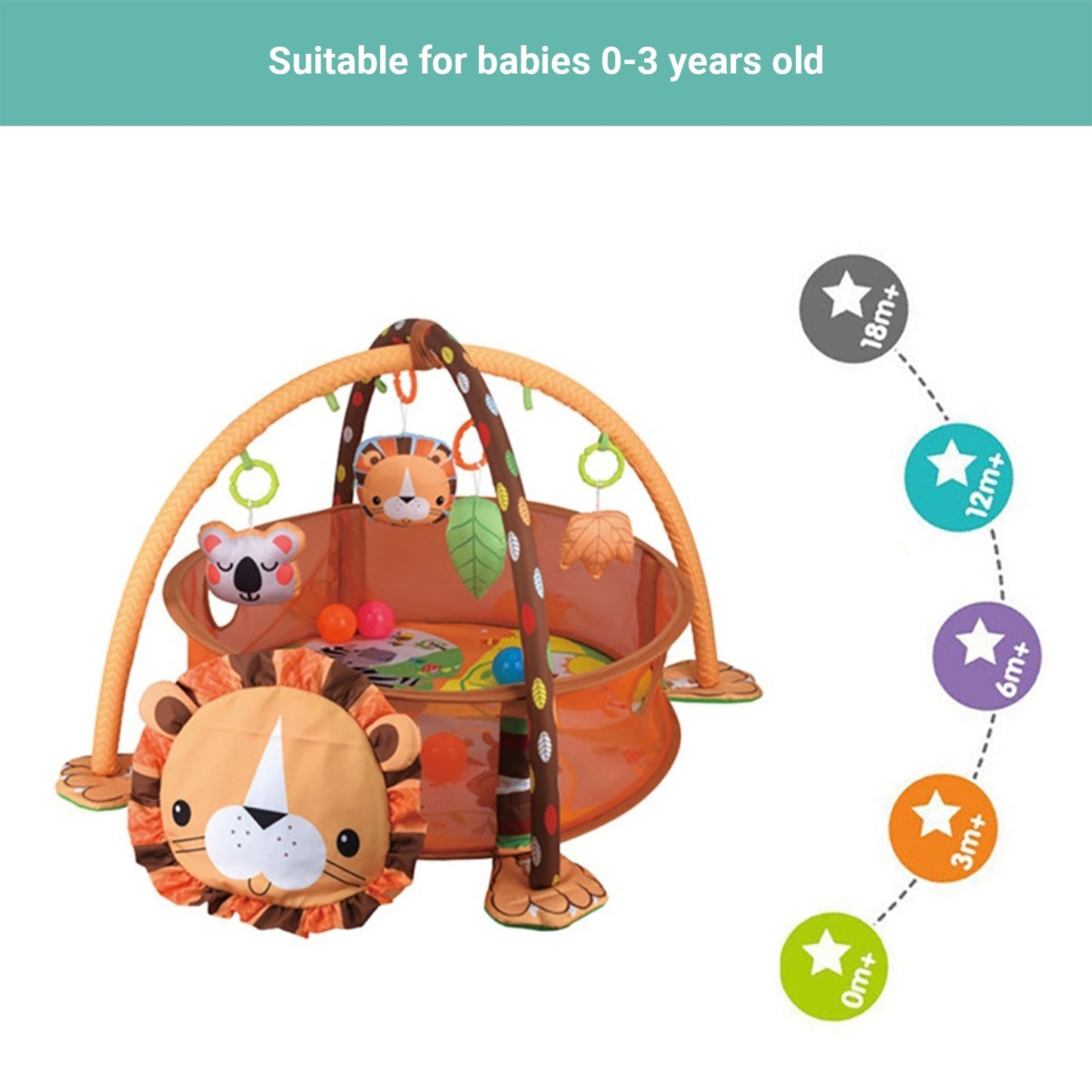 Truboo 3 in 1 Baby Activity Gym Infant Play Floor Mat Ball Pit Toys Fitness
