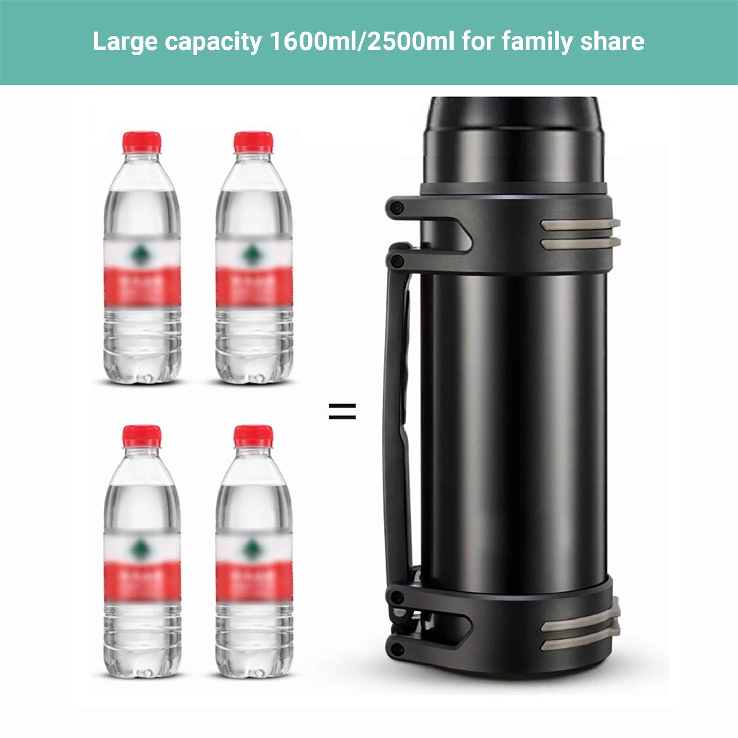 Wasel Stainless Steel Vacuum Cup Thermos Water Flask Large Capacity Travel 2.5L