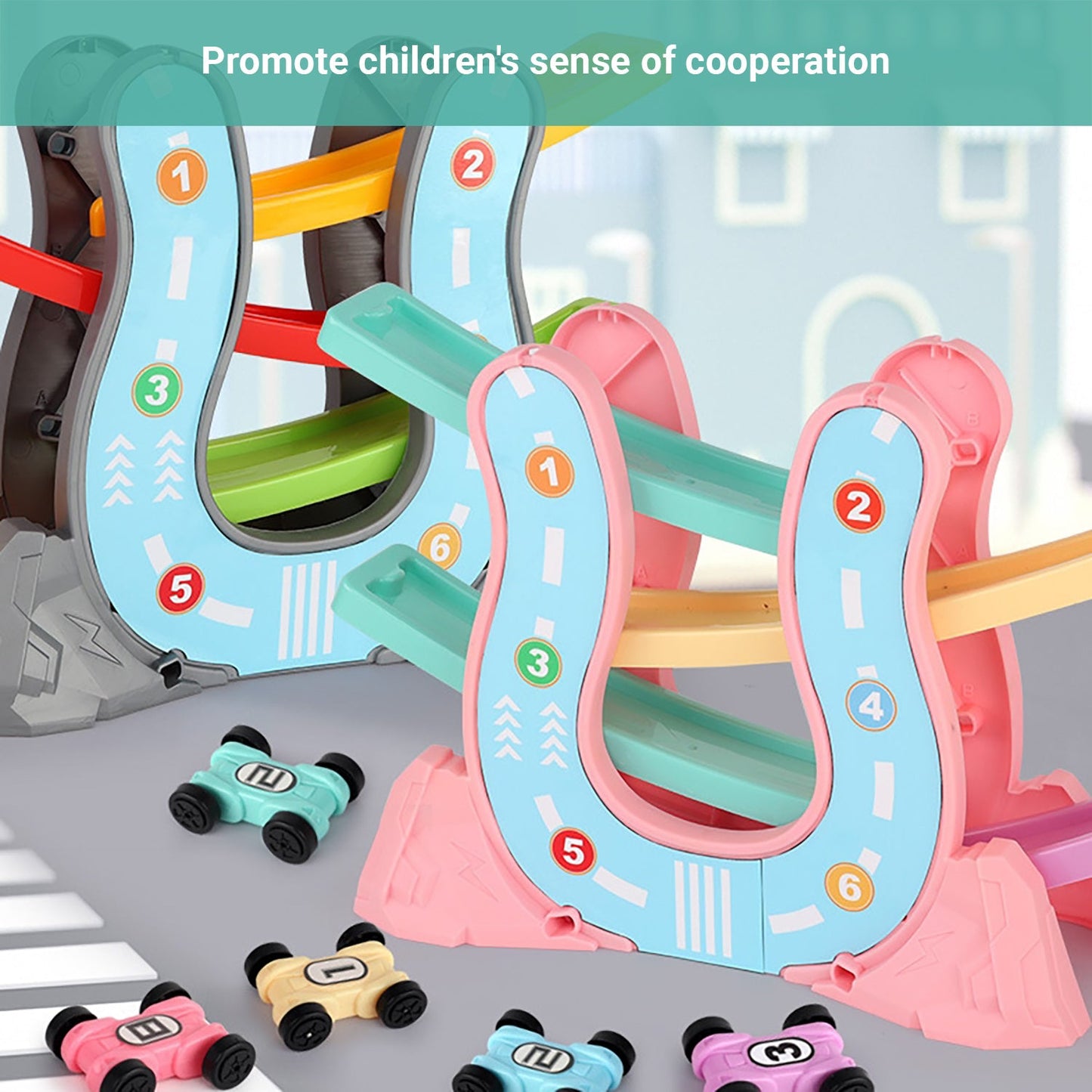 Truboo Kids Car Track Toy Gliding Playset Vehicle Race Rail Slider Boy Toddlers