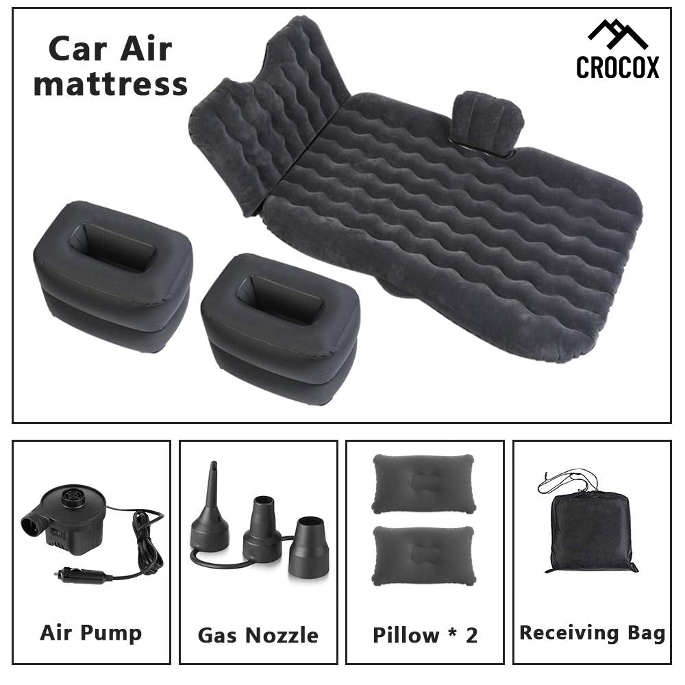 Crocox Car Inflatable Mattress Air Bed Back Seat Camping Travel Portable Cushion
