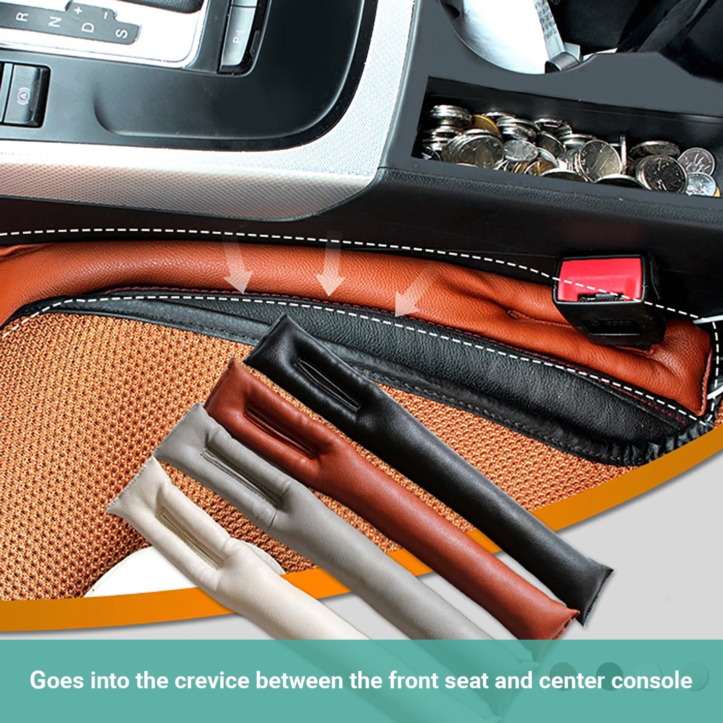 2x Kartech Car Seat Gap Filler Leakproof Blocker PU Leather Spacer Protector