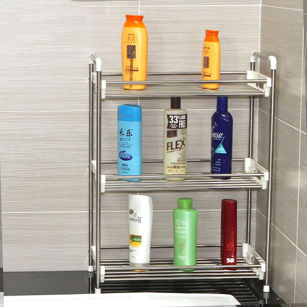 Kitchen Storage Rack Spice Bathroom 3 Tier Organiser Stainless Steel Shelf Jar
