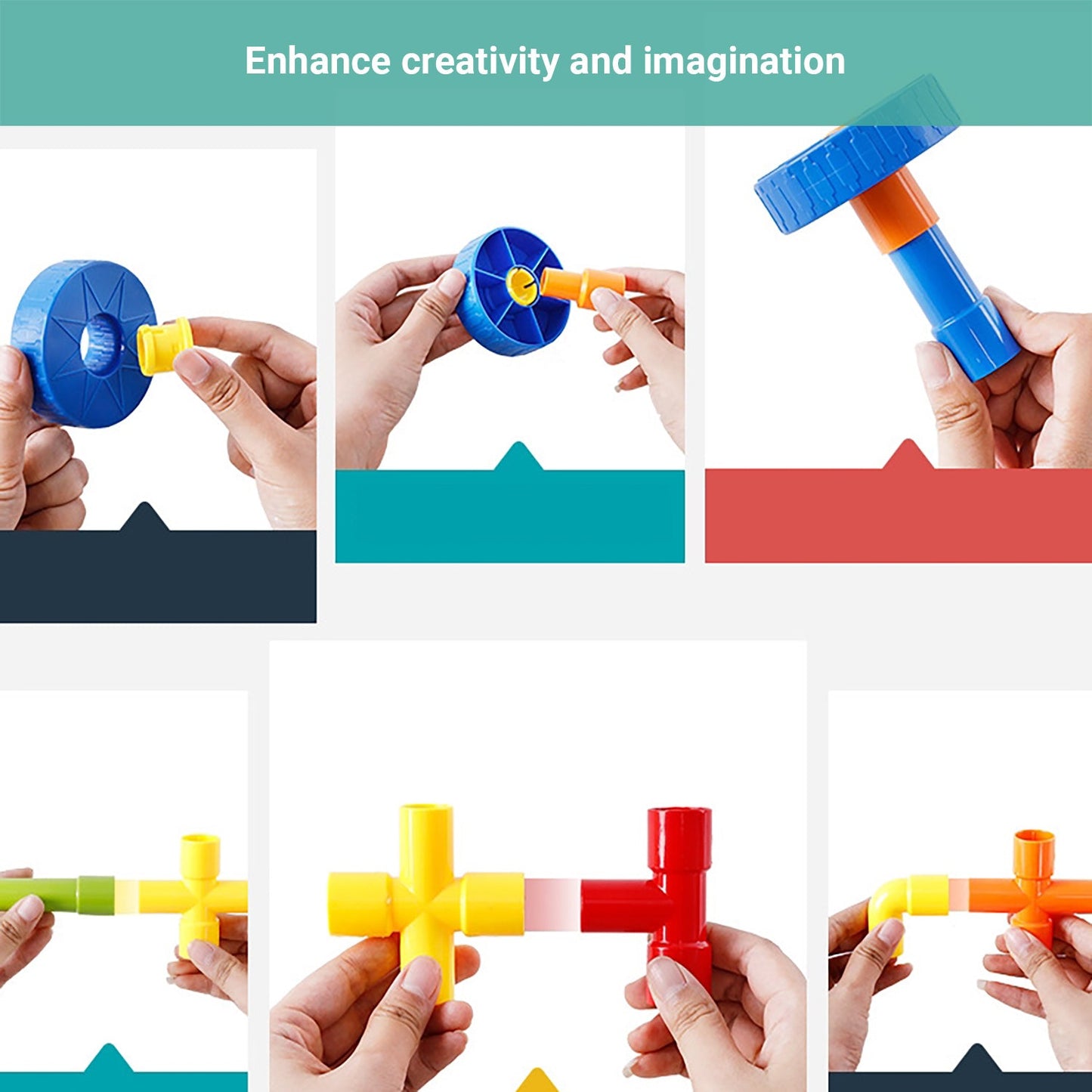 Truboo Kids Tube Blocks Building Toy DIY Set Educational Engineering 72 PCS Gift