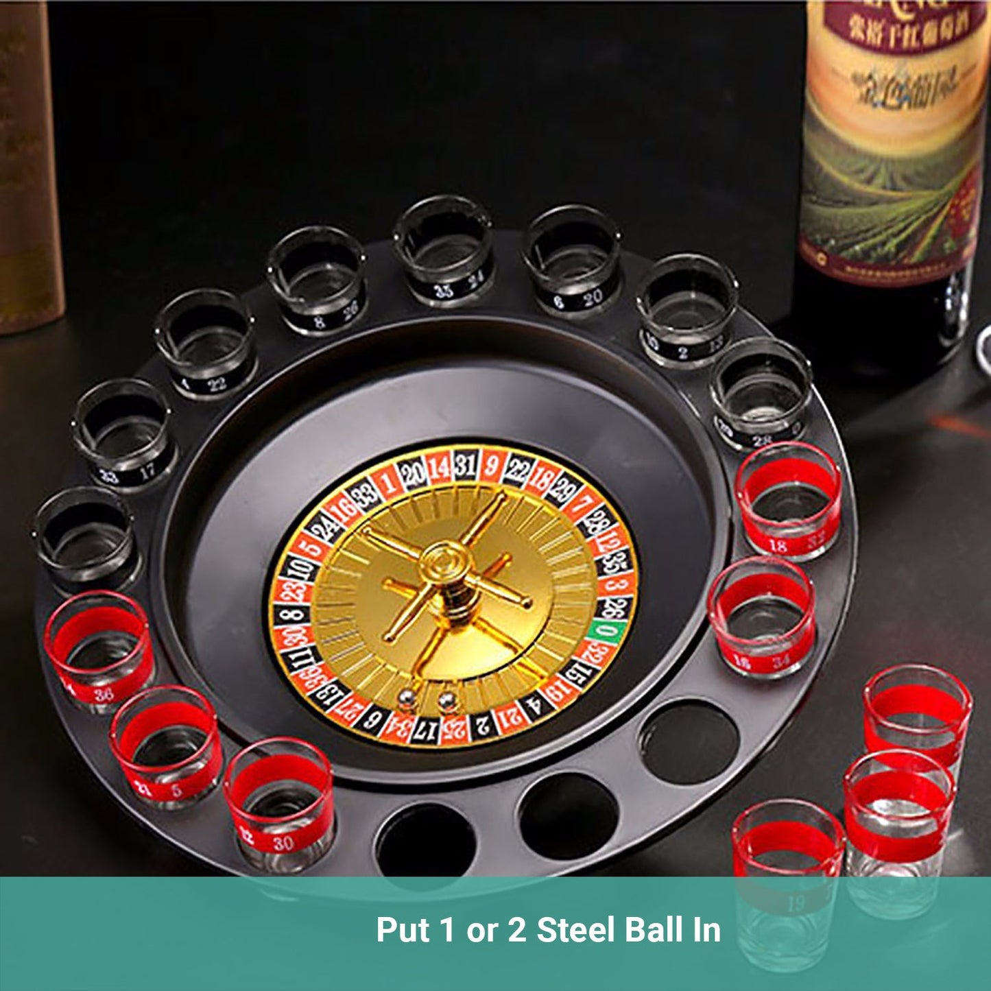 Pardy Bar Roulette Drinking Game Set Party KTV Gala Adult 16 Shot Glass