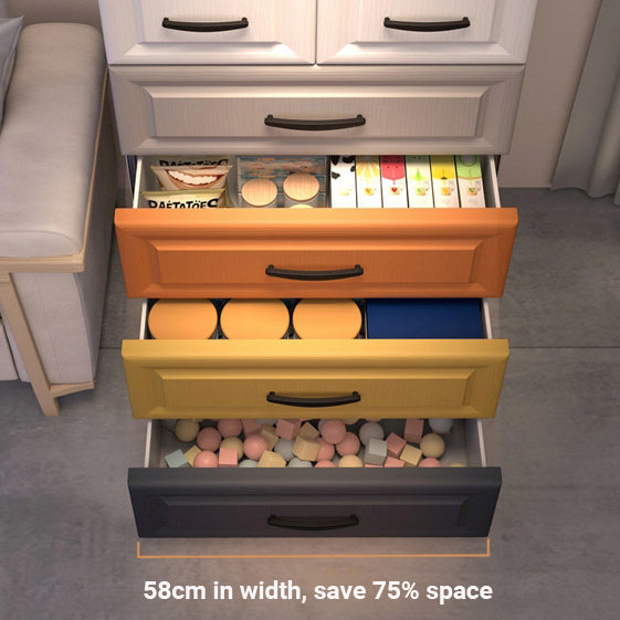 Lecluse 5-Tiers Storage Drawer Plastic Storage Chest Of Drawers Dresser Tallboy With Wheels 5 Tiers Cabinet Level Wheel Box Cloth Storage Toy Storage Snack Drawer