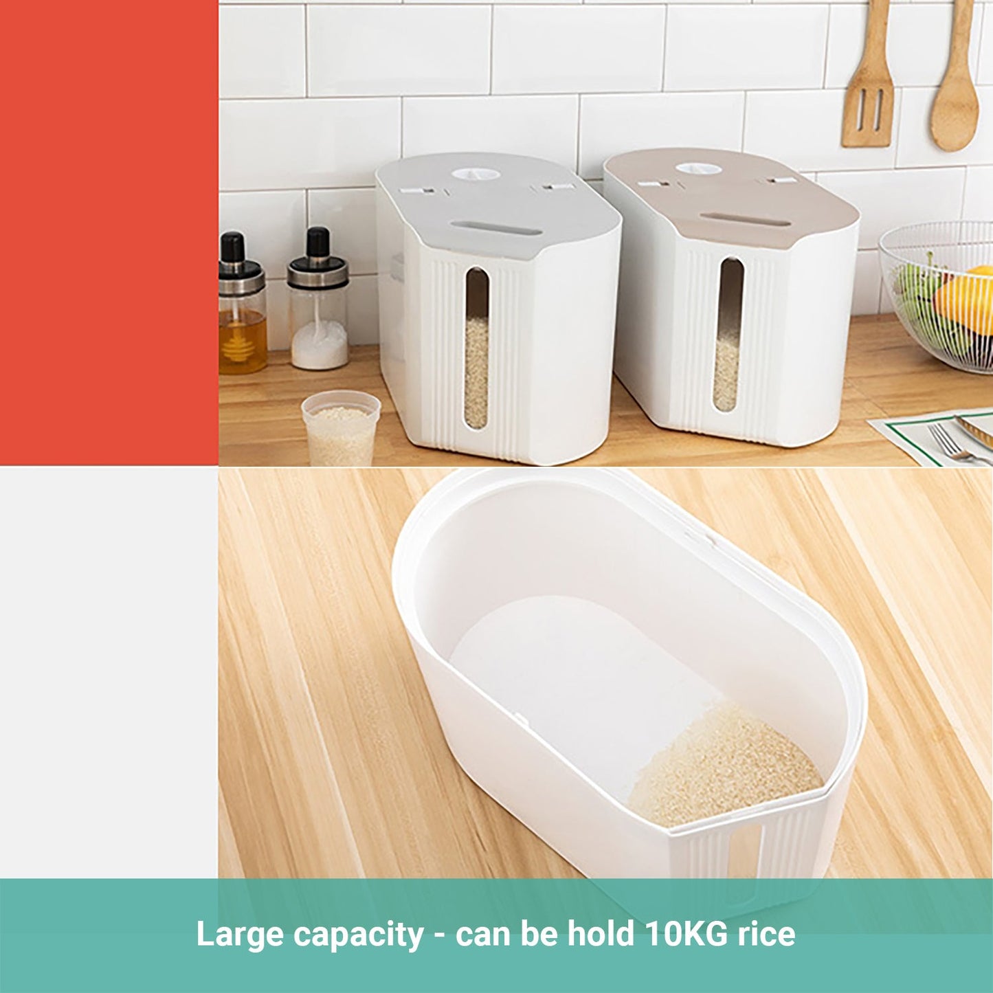 Lecluse Rice Dispenser Cereal Storage Box Spaghetti Noodle Container Sealed