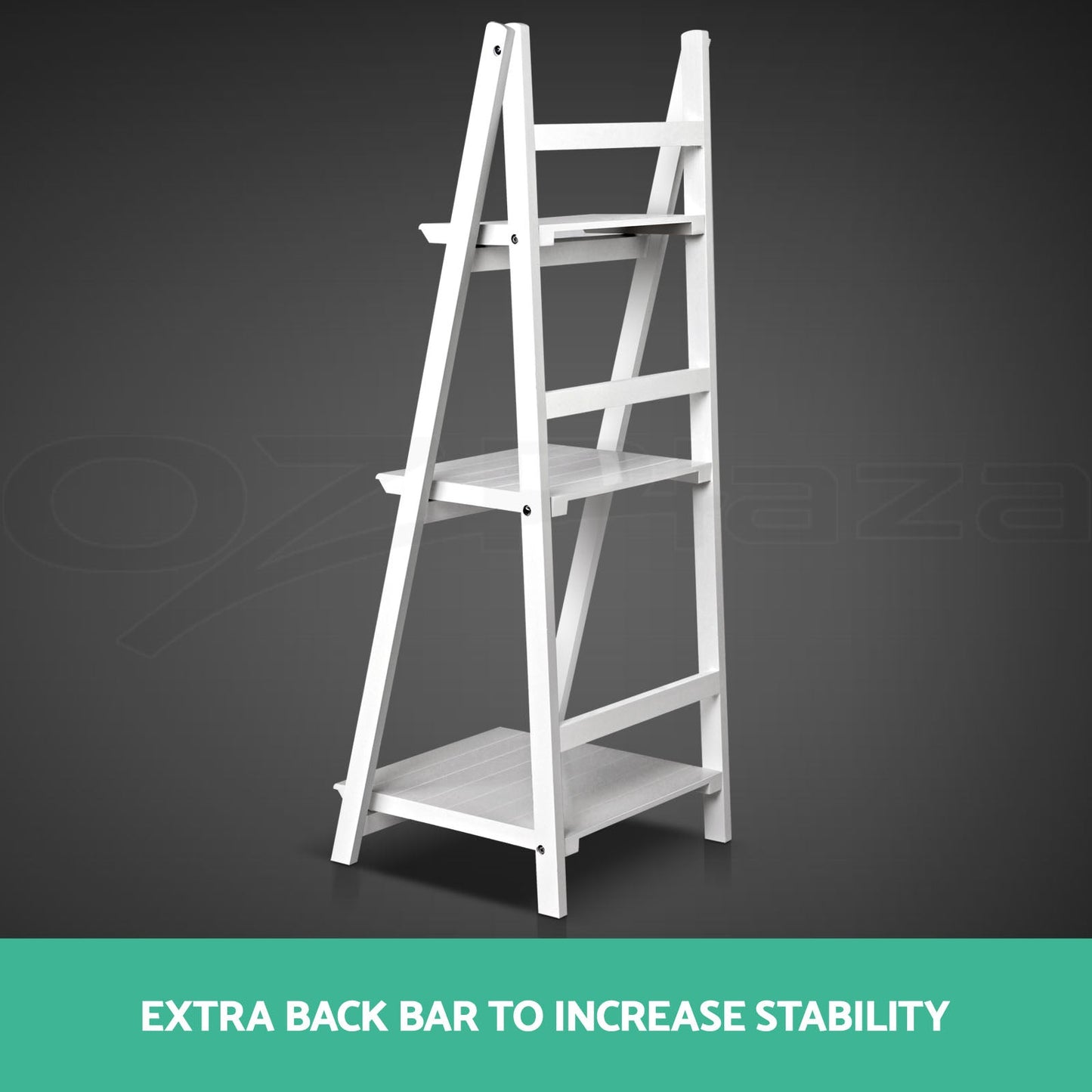 Wooden Ladder Shelf 3 Tier Plant Flower Storage Shelves Multi CD Book Folding