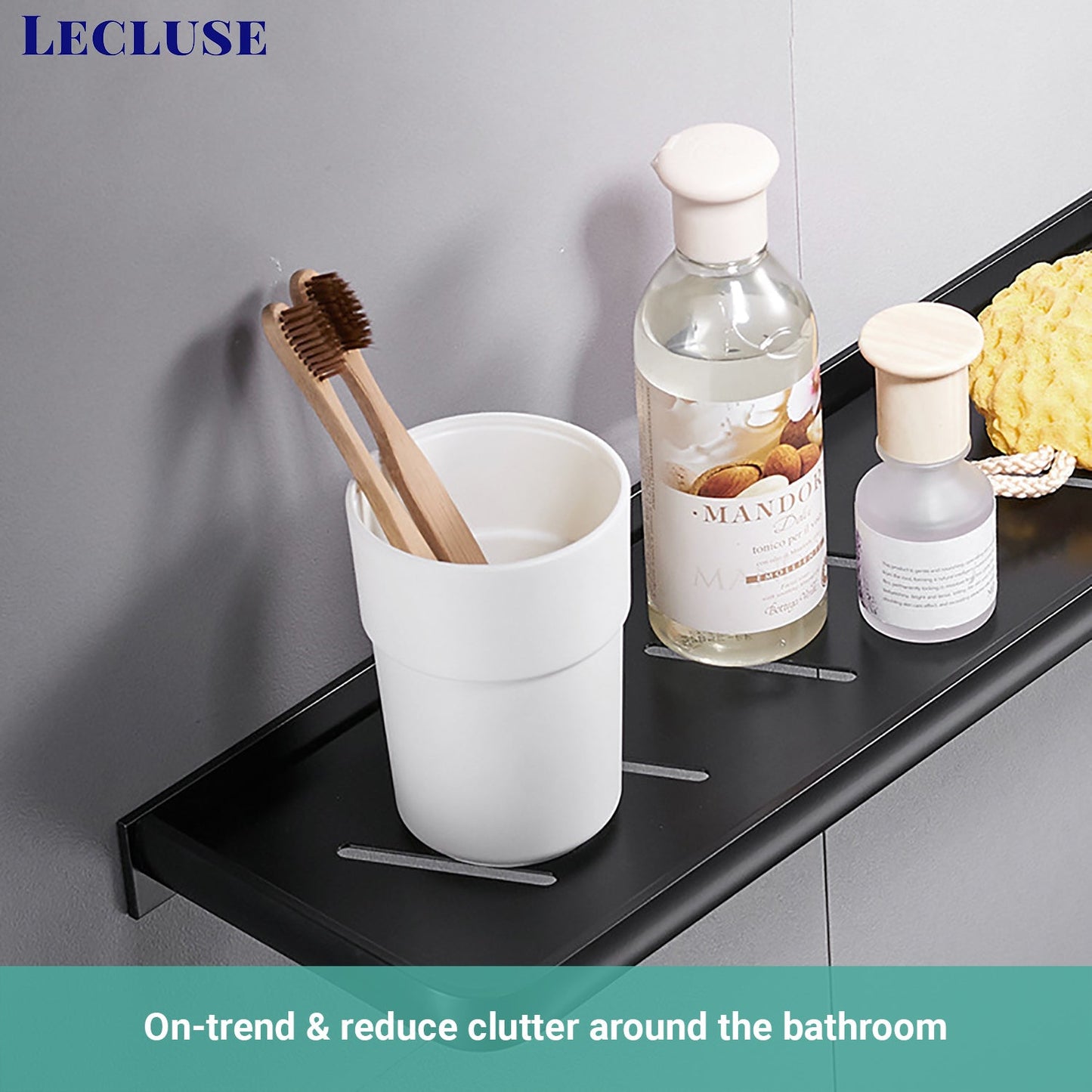 Lecluse Bathroom Accessories Black Set Towel Rack Shelf Storage Hand Rail Caddy