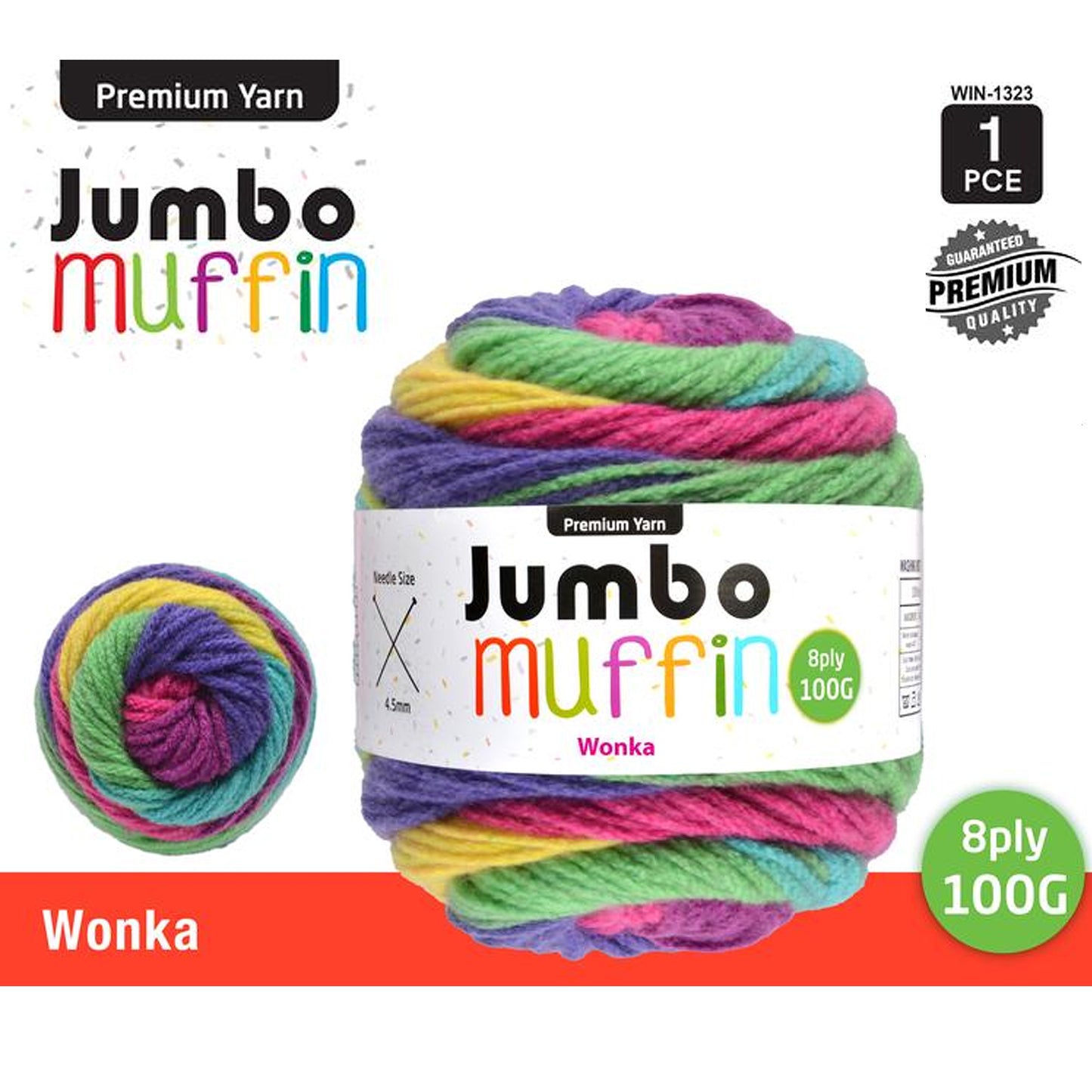 Yarn Jumbo Muffin Premium Knitting Colour Colourful 8ply 200g Crotchet Acrylic
