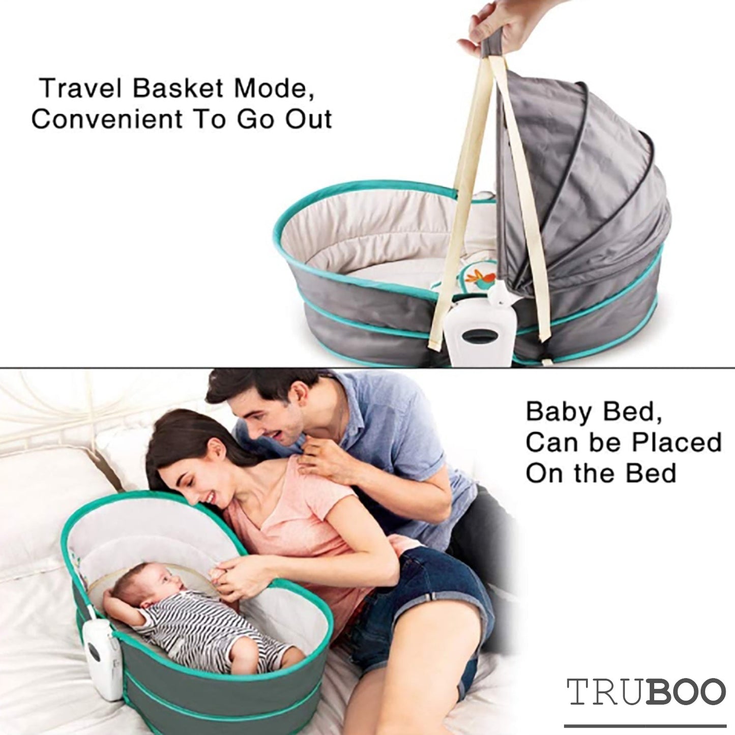 Truboo 5 In 1 Baby Rocker Infant Swing Chair Newborn Bouncer Bassinet Bed